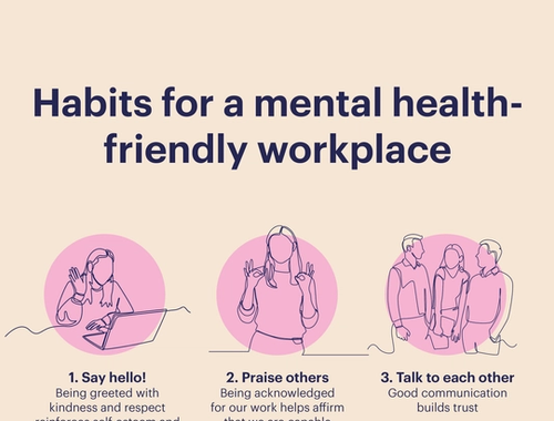 Double-sided poster with advice for a mental health friendly workplace