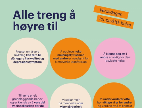 Kampanjeplakat på nynorsk for Verdensdagen for psykisk helse 2023